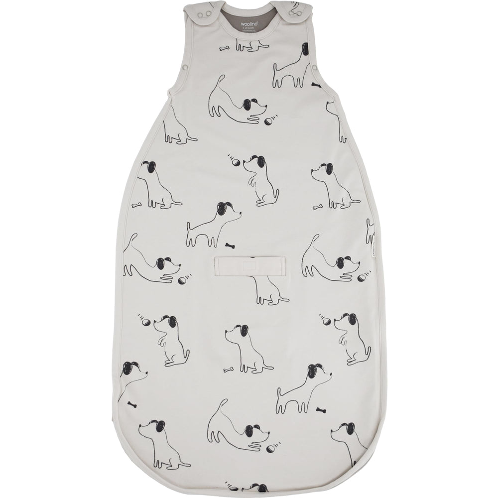 Woolino sleep sack with merino wool lining for temperature regulation.