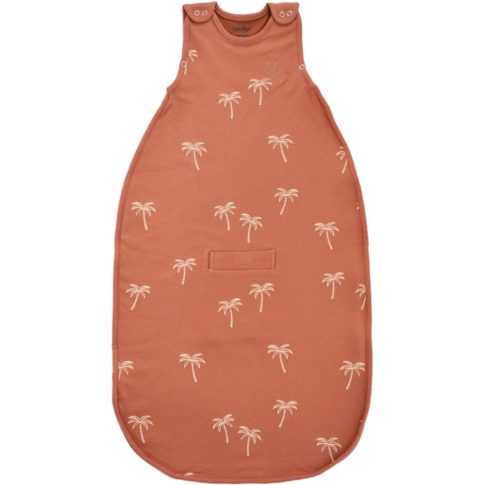 Woolino Sleep Sack Palms front view showing cozy year-round warmth for baby.