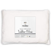 Woolino toddler pillow wool-fill closeup highlights breathable, safe sleep surface.