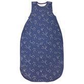Woolino Toddler Sleeping Bag night sky folded shows cozy warmth and compact portability.