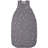 Woolino sleeping sack star gray closeup shows cozy temperature-regulating fabric