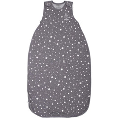 Woolino sleeping sack star gray closeup shows cozy temperature-regulating fabric