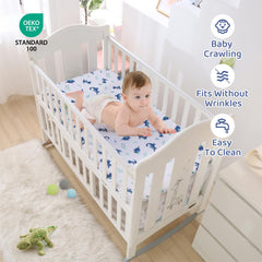 Wowelife dinosaur crib bedding set blue crib skirt for tidy nursery space.