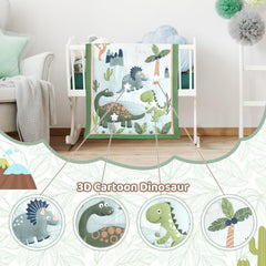 Wowelife Dinosaur Crib Bedding Set crib skirt elastic edge demonstrates secure fit