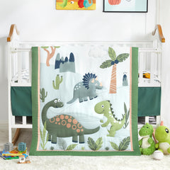 Wowelife Dinosaur Crib Bedding Set packaging shows gift-ready presentation for baby showers