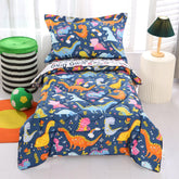 Wowelife dinosaur toddler bedding four-piece set offers cozy warmth for restful sleep.