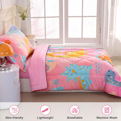 Wowelife dinosaur toddler bedding pink fitted sheet—deep pocket fit and comfy nights.