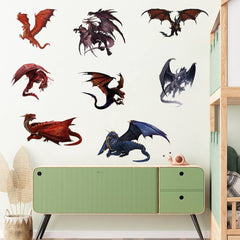 WOYINIS 8 big 3D dragon wall stickers brighten living rooms with dramatic wall art.