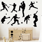 WOYINIS baseball player silhouette wall decal set for teen bedrooms adds a motivational sports vibe.