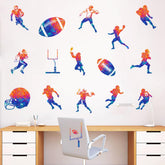 WOYINIS watercolor football player stickers closeup showcasing vibrant, paint-like finish for energizing kids' walls.
