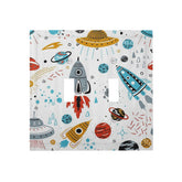Wpshijia space rocket 2-gang switch cover close-up shows durable design for kid-friendly rooms.
