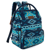Wrangler Aztec Backpack front view shows a stylish diaper bag for on-the-go families.