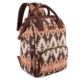 Wrangler Aztec Backpack front view, a stylish daily diaper bag with organized compartments.