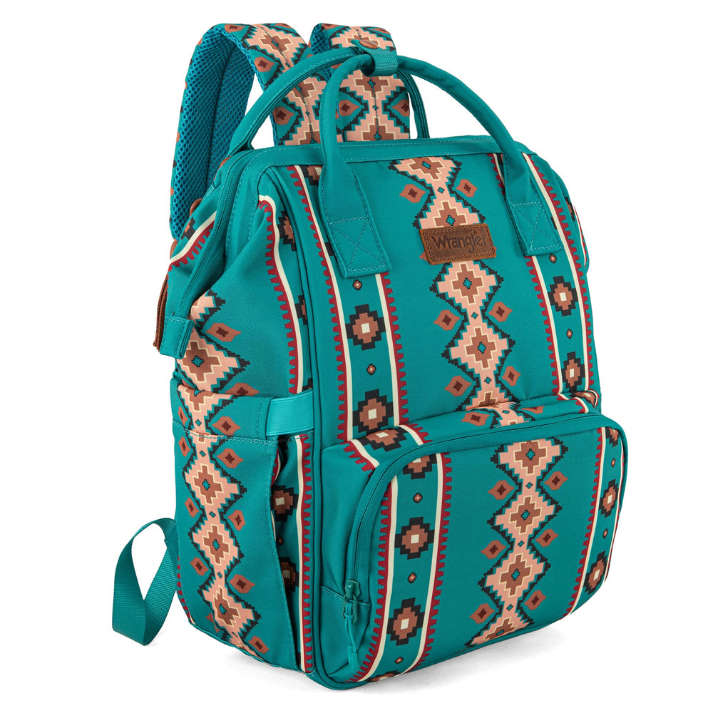 Wrangler Aztec Backpack front view showing stylish diaper bag design