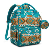 Wrangler Aztec Backpack front view, ideal for organized baby gear on daily outings.