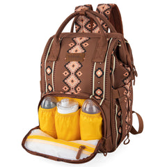 Wrangler Aztec Backpack stroller-strap in use during a family stroll for hands-free comfort.