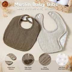 Wrrernsin Muslin Baby Bib close-up of multi-layer cotton absorption during teething