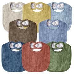 Wrrernsin Muslin Baby Bibs front view showing soft organic cotton and plush backing for gentle protection.