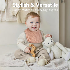 Wrrernsin bib back features waterproof fabric to keep outfits dry after feeds