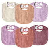 Wrrernsin Muslin Bibs front view with absorbent multi-layer fabric for drool management