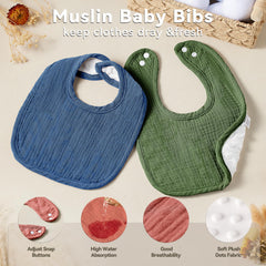 Wrrernsin muslin bibs absorbent layer detail highlights quick moisture absorption.