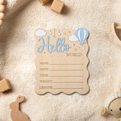 WSICSE Welcome Baby Sign showing white clouds for newborn photos.