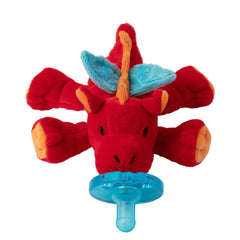 WubbaNub Red Dragon pacifier side view highlights durable silicone for safe chewing