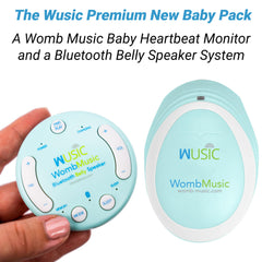 Wusic belly speaker closeup highlighting lullaby playback for baby