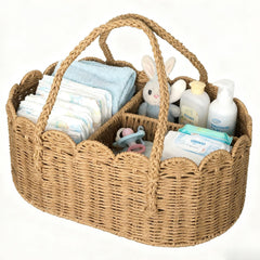 WWMayFeel diaper caddy organizer close-up shows durable woven paper rope texture for baby essentials.