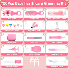 WXA Baby Grooming Kit pink open box reveals organized essentials for quick grooming