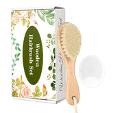 WXA wooden soft goat bristles brush for gentle scalp grooming