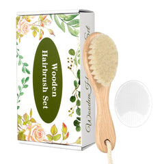 WXA wooden soft goat bristles brush for gentle scalp grooming