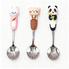 WXMI-AN shell spoon panda-handle highlighting kid-friendly mealtime fun.