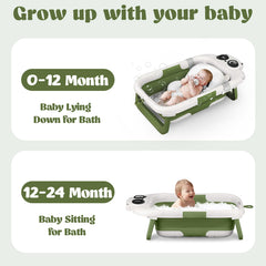 WXXM Collapsible Baby Bathtub with Floating Cushion enhances comfort during bath time.