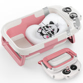 WXXM foldable baby bathtub pink folded compact for travel and storage.