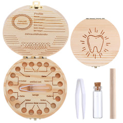 WY LIGHTING LEVEL baby tooth fairy box on display showing natural wood grain for lasting keepsake.