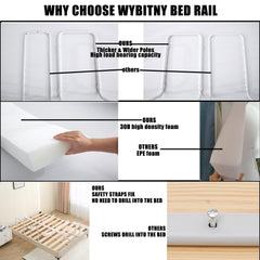 WYBITNY Bed Guard Rail strap secured demonstrates quick, tool-free setup for busy parents.