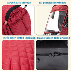 WYI rain cover back pocket stores items in a large waterproof bag