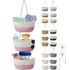 Wymulot 3-tier woven hanging basket over-door setup for space-saving kitchen storage