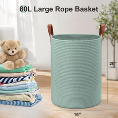 Wymulot rope basket leather handles side view for easy transport