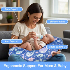 x-vesolje nursing pillow baby surface supports mom during feeding for less strain