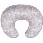 x-vesolje nursing pillow front view in dusky floral offers ergonomic feeding support.