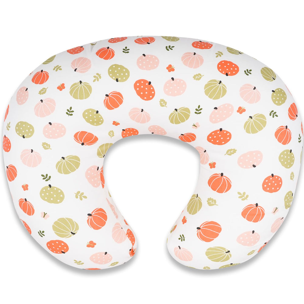 x-vesolje pumpkin baby nursing pillow closeup showing cozy fabric and support for comfort.