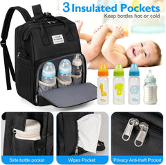 X W EI UNION diaper backpack large-capacity-pockets keeps bottles and diapers organized