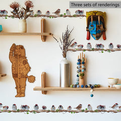 X-xdaonl Bird on Vine Wall Sticker closeup shows watercolor detail for nursery decor