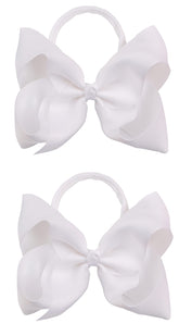 Xansema white headbands with 6-inch bow, soft elastic for newborn photos