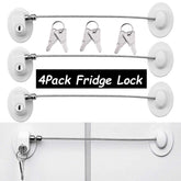 XccMe fridge lock packaging showing the four-pack safety solution