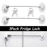 XccMe fridge locks 3-pack shown on a clean kitchen surface for child safety.