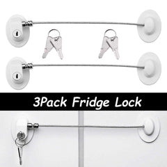 XccMe fridge locks 3-pack shown on a clean kitchen surface for child safety.