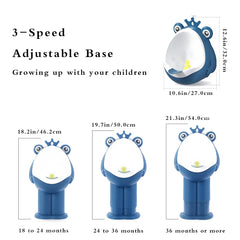 Xeehwb frog urinal height adjustment demonstrates three levels for growing children.
